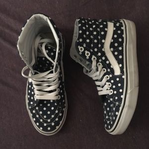 Blue polka dot hightop vans size 7